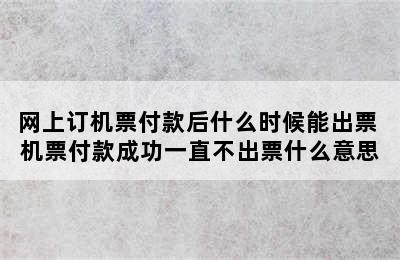 网上订机票付款后什么时候能出票 机票付款成功一直不出票什么意思